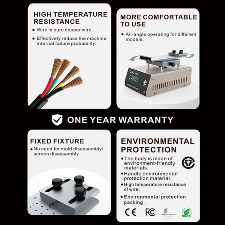 BAKU BA949C Heated 360-degree Rotating Fast LCD Screen Splitter(US Plug 110V)