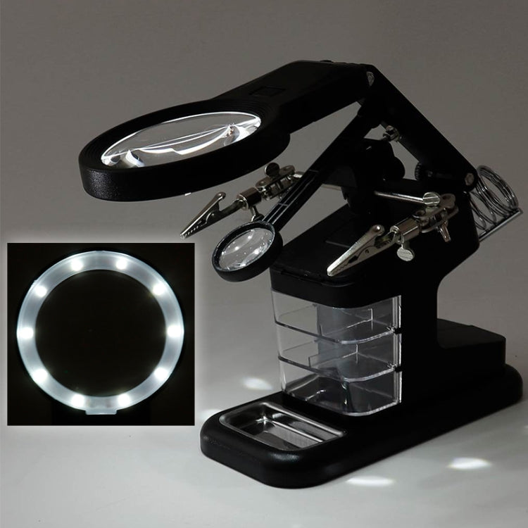 Desktop Multifunctional Chip Welding Repair Inspection Magnifying Glass with LED Light(Black)
