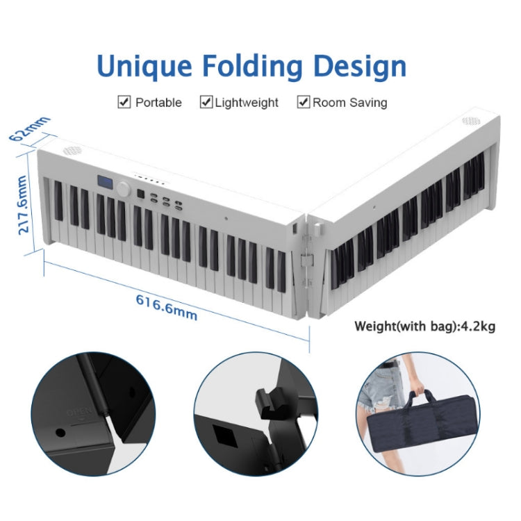 88-Key Portable Smart Folding Electric Piano, EU Plug(PJ88C Black)