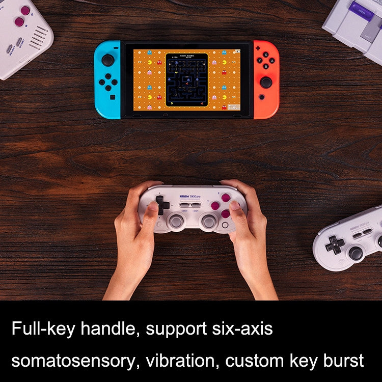 8Bitdo SN30ProG Vibration Burst Somatosensory Wireless Bluetooth Gamepad For Switch(Light Gray)