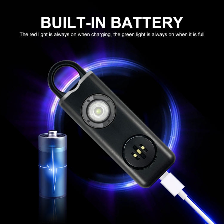 Anti-wolf Alarm Rechargeable Female Student Self-defense Keychain(Black)