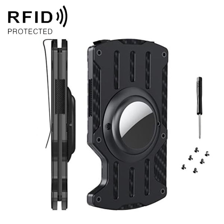 Men Ultra Slim Tracker Card Holder RFID Metal Card Holder for AirTag(Black)