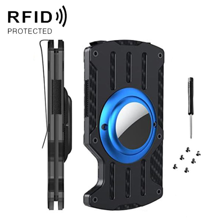 Men Ultra Slim Tracker Card Holder RFID Metal Card Holder for AirTag(Blue)