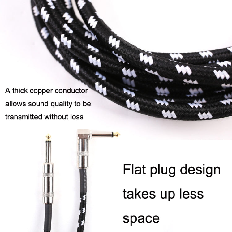 Guitar Connection Wire Folk Bass Performance Noise Reduction Elbow Audio Guitar Wire, Size: 1m(Black White)