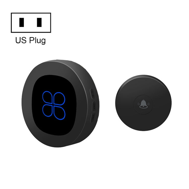 R16 1 For 1 Smart Wireless Self-Powered Hotel Home Electronic Call Doorbell(US Plug Black)
