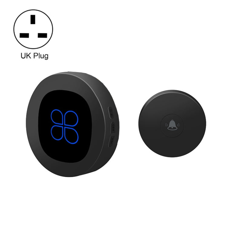 R16 1 For 1 Smart Wireless Self-Powered Hotel Home Electronic Call Doorbell(UK Plug Black)