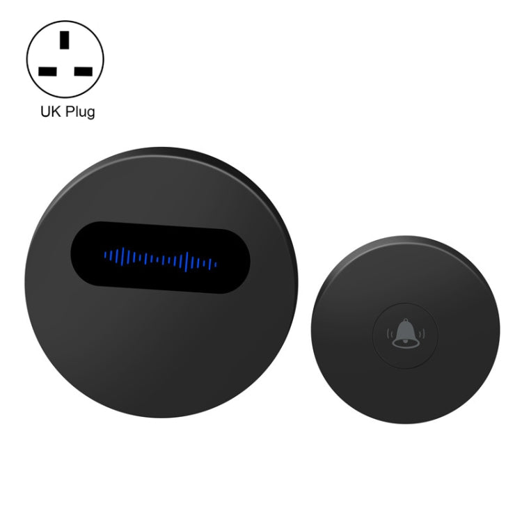 T10-1 1 For 1 Lighting Self-Power Generation Wireless Intelligent Doorbell(UK Plug Black)