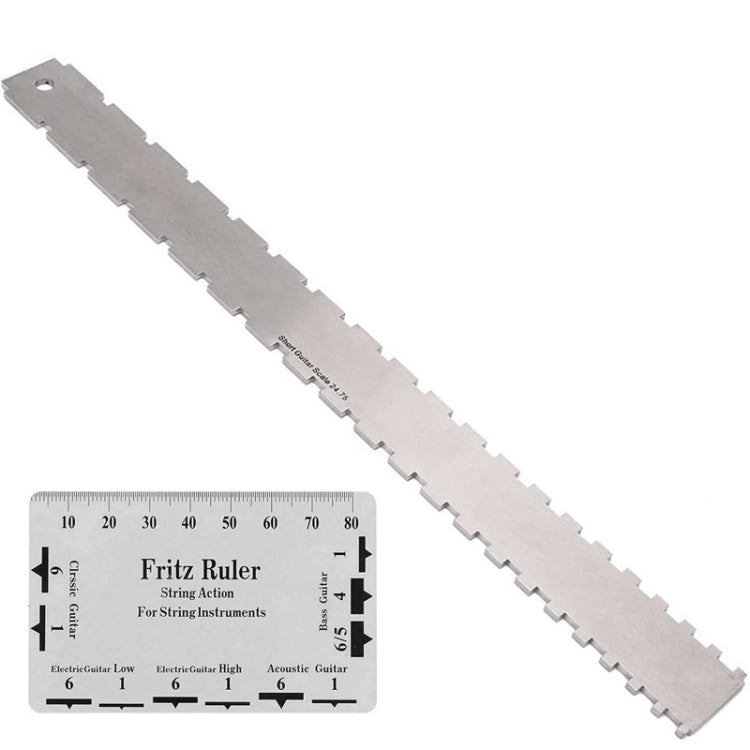 GNR3 Stainless Steel Measurement Bass Guitar Neck Ruler, Style: Double Teeth+String High Ruler