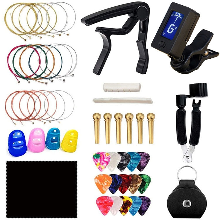 34 PCS / Set Folk Wood Bass Guitar Tuning Clip Tuner Instrument Set