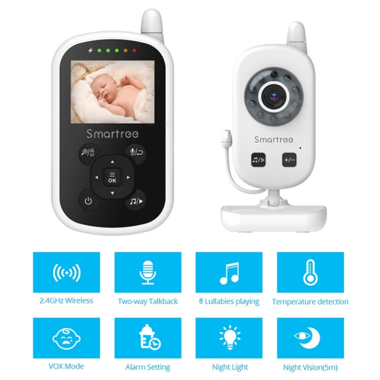 UU24 2.4 Inch Wireless Baby Monitor Camera Temperature Monitor 2 Way Audio VOX Lullaby US Plug