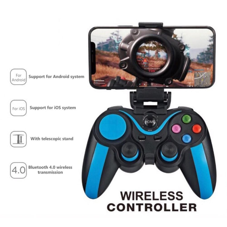 VR SHINECON S9 For Android/iOS Phones Wireless Bluetooth Direct Play Game Handle With Holder(Blue Black)