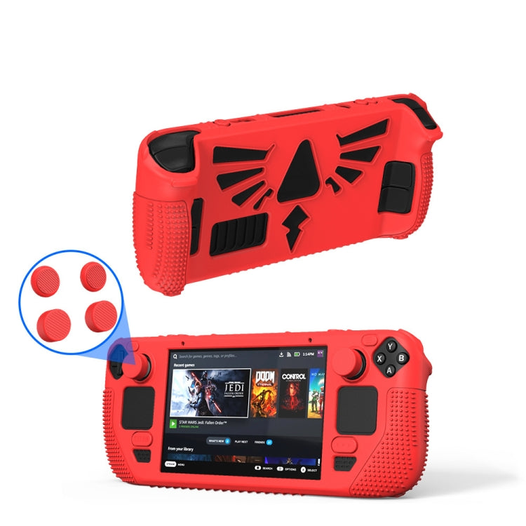For Steam Deck V V4-1 Pocket Consoles Silicone Non-slip Protective Case with Holder Function(Red)