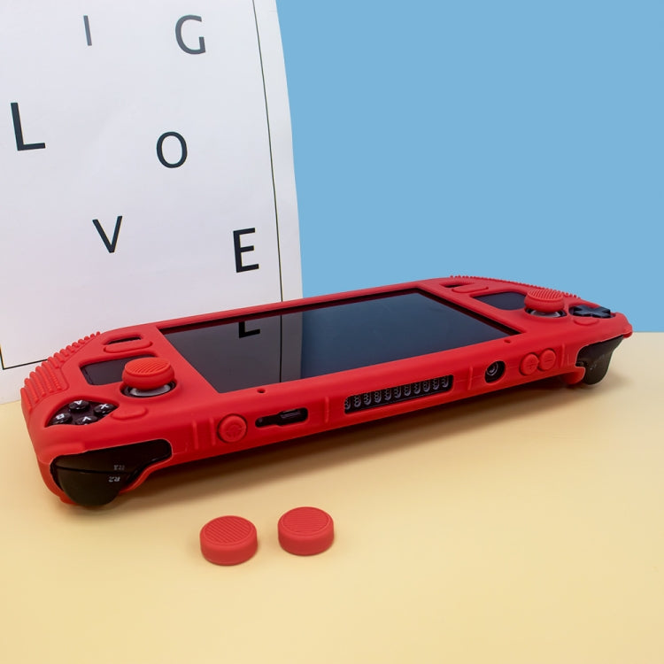 For Steam Deck V V4-1 Pocket Consoles Silicone Non-slip Protective Case with Holder Function(Red)