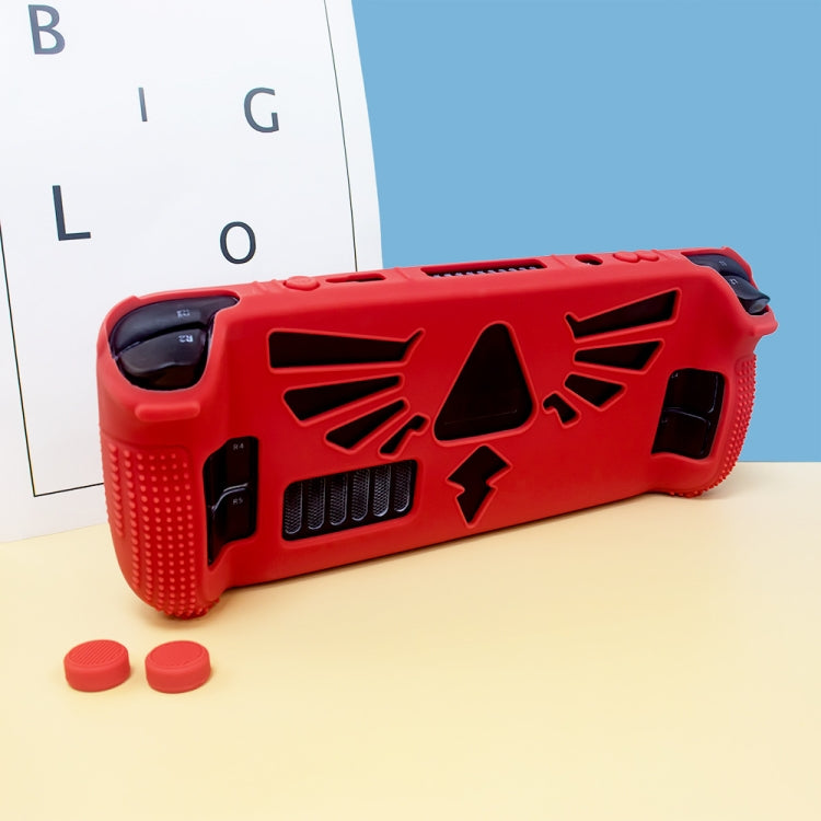 For Steam Deck V V4-1 Pocket Consoles Silicone Non-slip Protective Case with Holder Function(Red)