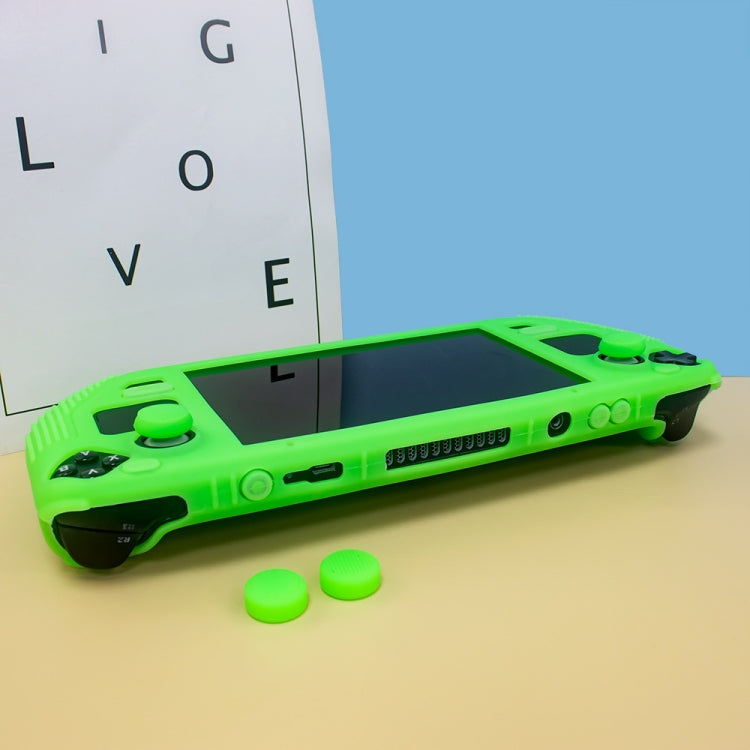 For Steam Deck V V4-1 Pocket Consoles Silicone Non-slip Protective Case with Holder Function(Green)