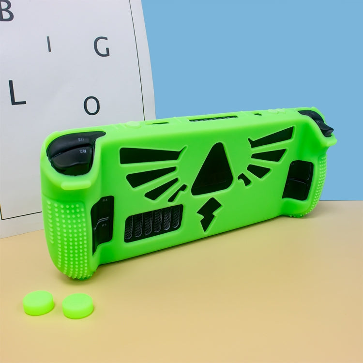 For Steam Deck V V4-1 Pocket Consoles Silicone Non-slip Protective Case with Holder Function(Green)