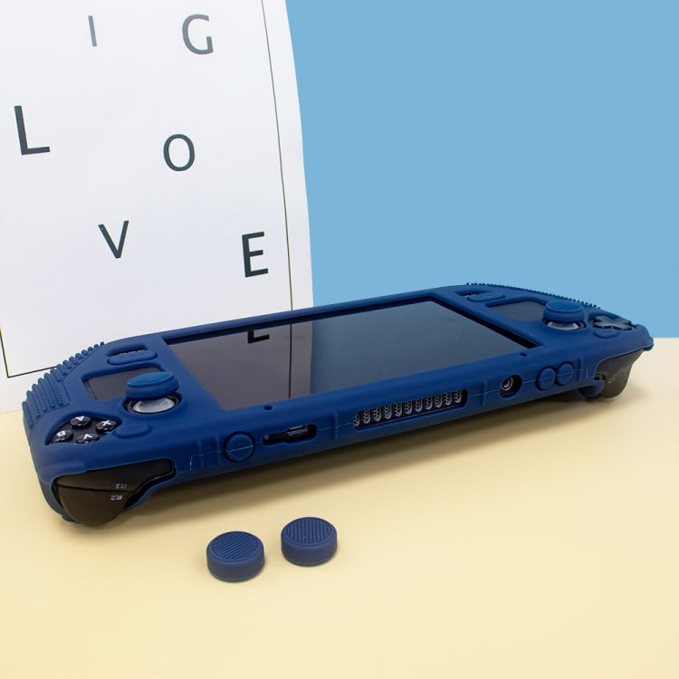 For Steam Deck V V4-1 Pocket Consoles Silicone Non-slip Protective Case with Holder Function(Blue)