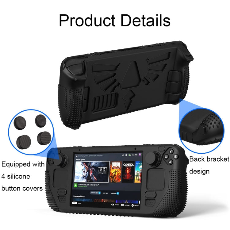 For Steam Deck V V4-1 Pocket Consoles Silicone Non-slip Protective Case with Holder Function(Blue)