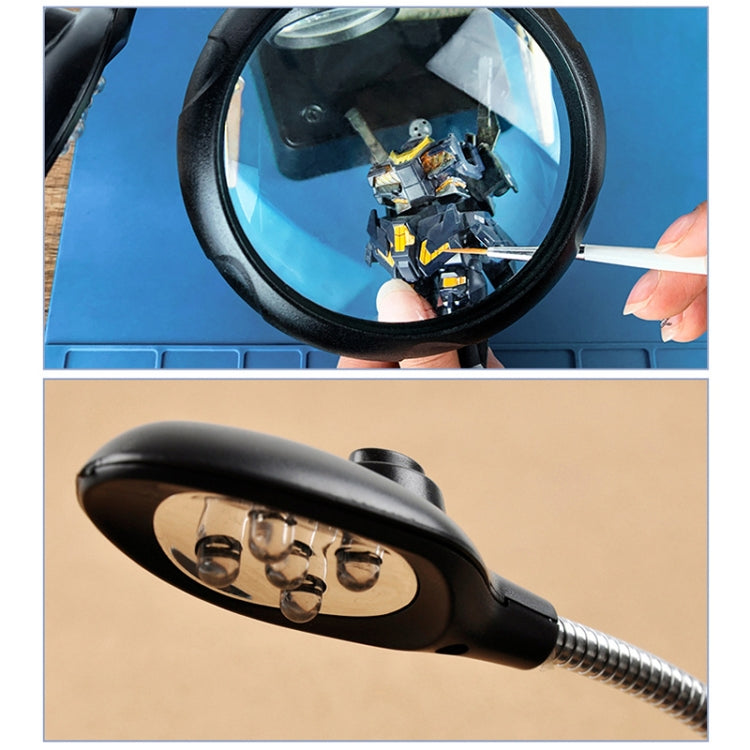 16129-C 2.5X/7.5X/10X LED Lighting Auxiliary Bracket Maintenance Magnifier(US Plug)