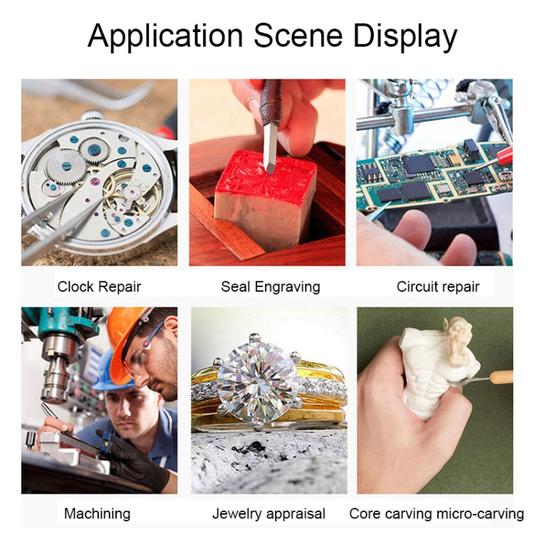 16129-C 2.5X/7.5X/10X LED Lighting Auxiliary Bracket Maintenance Magnifier(US Plug)