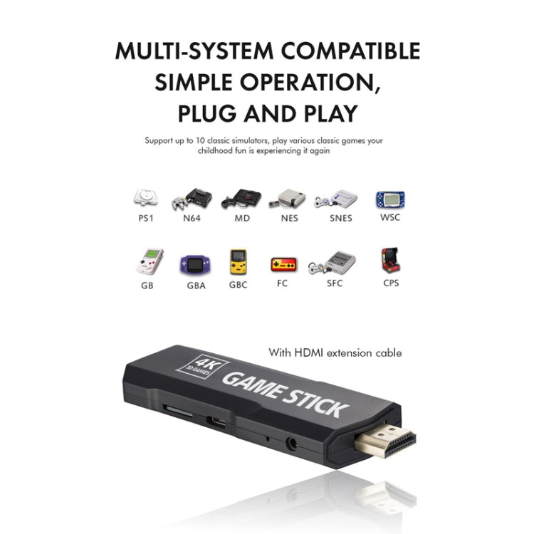 GD10 2.4G Wireless 4K HD TV Game Console PSP Game Box 64G Built-in 30,000 Games