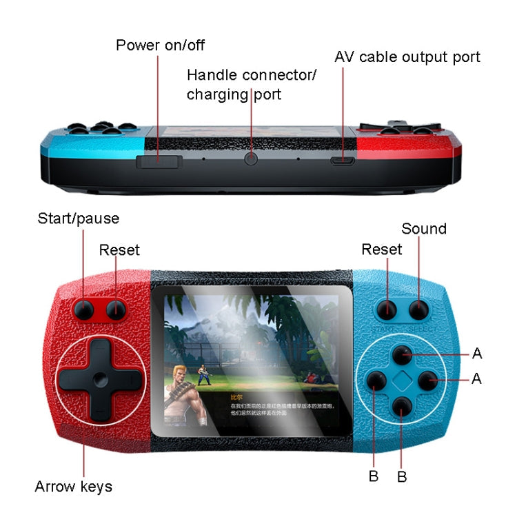 F1 3 Inch Horizontal Screen 620 In 1 Large Screen Pocket Console, Style: Double Player Red Yellow