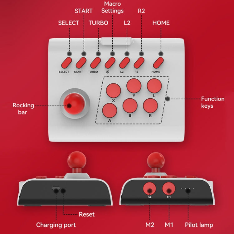 Y01 Bluetooth Wireless 2.4G Joystick Gamepad(White Red)