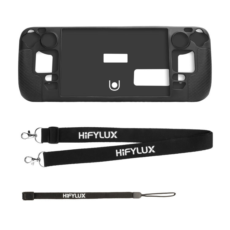 For Steam Deck Hifylux ST-PF14 Game Console Silicone Case Anti-scratch Non-slip Handheld Case Lanyard(Black)