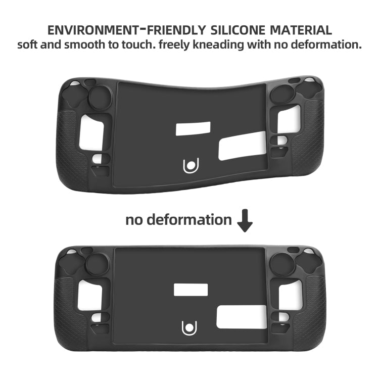 For Steam Deck Hifylux ST-PF14 Game Console Silicone Case Anti-scratch Non-slip Handheld Case Lanyard(Black)