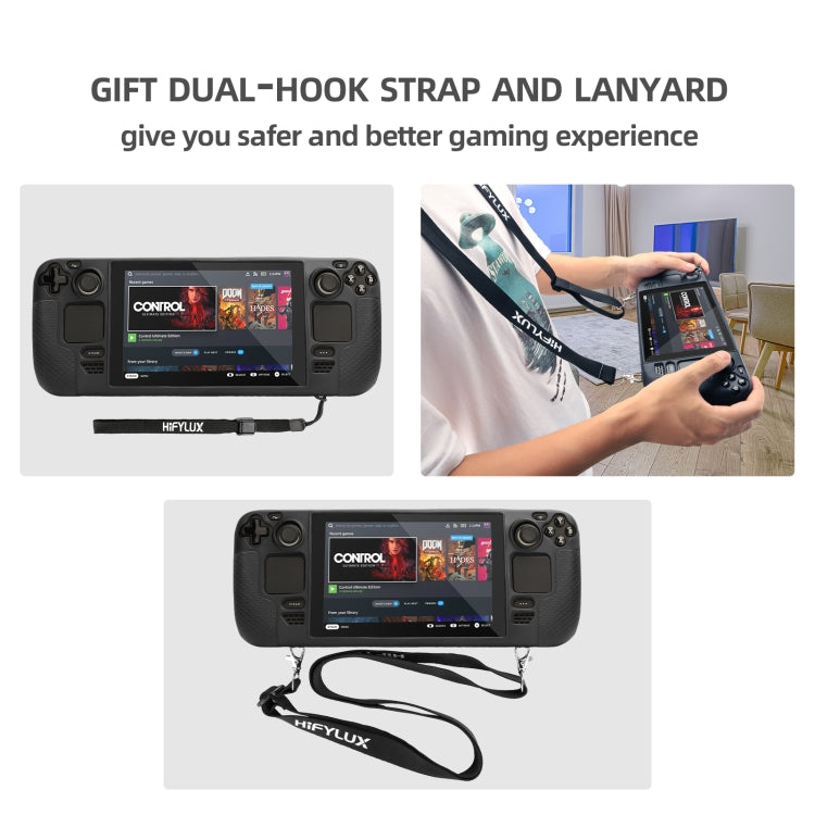 For Steam Deck Hifylux ST-PF14 Game Console Silicone Case Anti-scratch Non-slip Handheld Case Lanyard(Red)