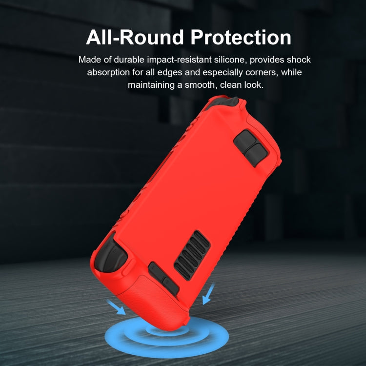 For Steam Deck Game Controller Soft Silicone Protective Cover Case With 4pcs Key Cap(Red)