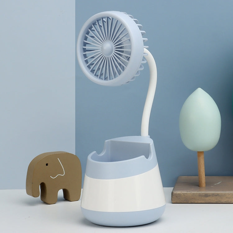 276A USB Charging Desktop Pen Holder Fan with Phone Holder Function Dormitory Portable Fan(Blue)