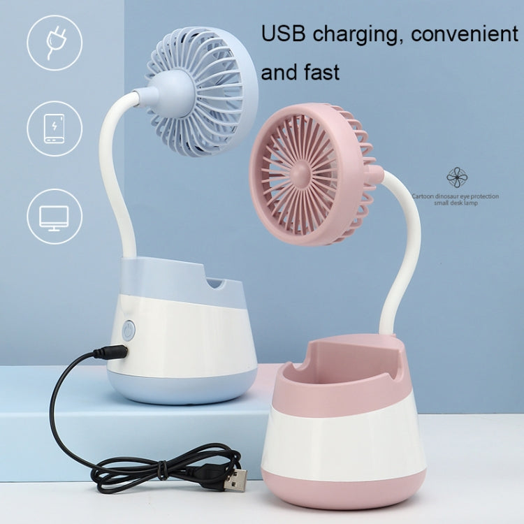 276A USB Charging Desktop Pen Holder Fan with Phone Holder Function Dormitory Portable Fan(Blue)