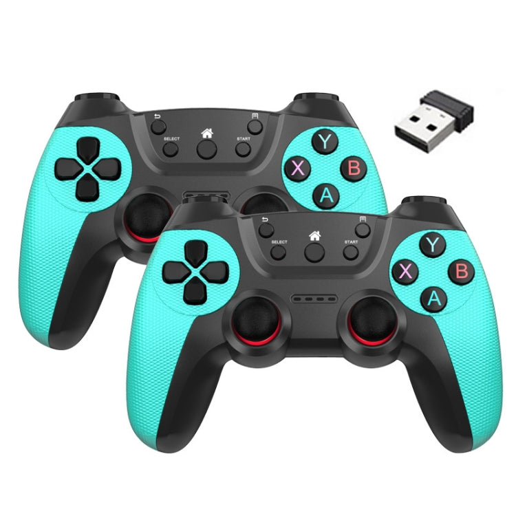 KM-029   2.4G One for Two Doubles Wireless Controller Support PC / Linux / Android / TVbox(Mint Green)