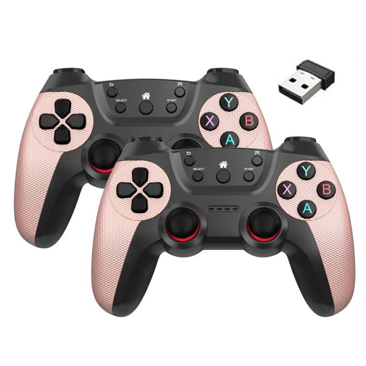 KM-029   2.4G One for Two Doubles Wireless Controller Support PC / Linux / Android / TVbox(Rose Pink)
