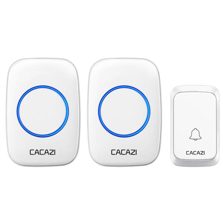 CACAZI A06-DC 1 to 2 Battery Smart Home Wireless Waterproof Doorbell(White)