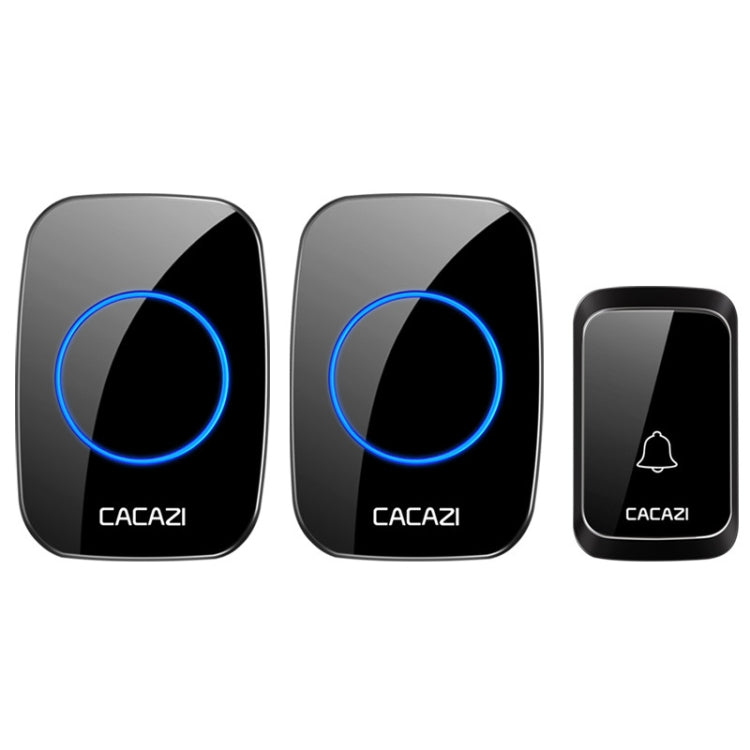 CACAZI A06-DC 1 to 2 Battery Smart Home Wireless Waterproof Doorbell(Black)