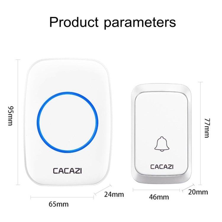 CACAZI A06-DC 1 to 2 Battery Smart Home Wireless Waterproof Doorbell(Black)