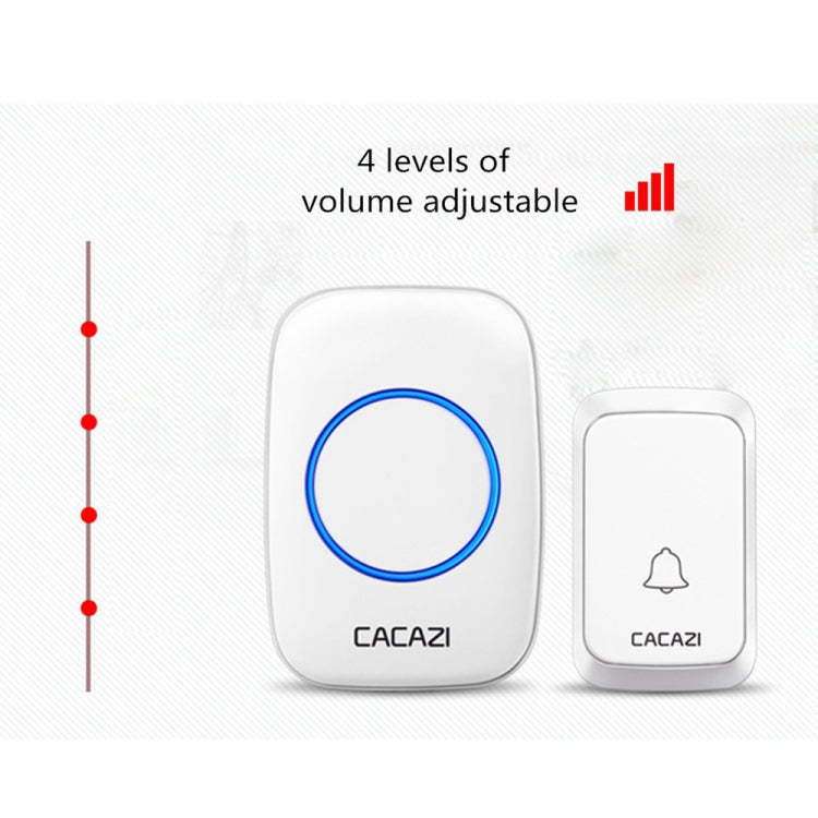 CACAZI A06-DC 1 to 2 Battery Smart Home Wireless Waterproof Doorbell(White)