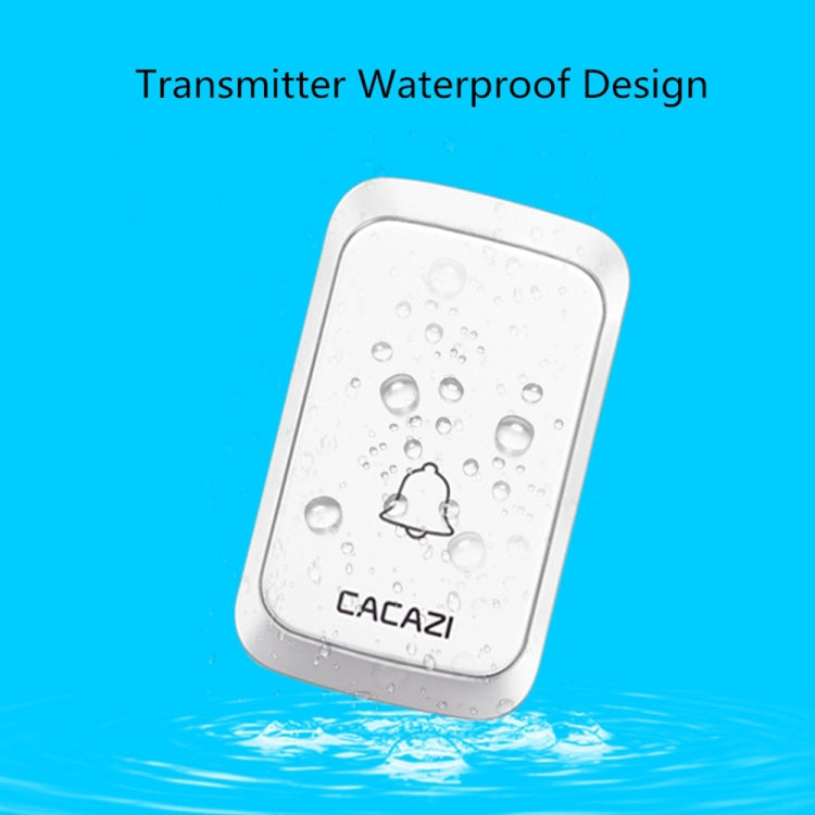 CACAZI A06-DC 1 to 2 Battery Smart Home Wireless Waterproof Doorbell(White)