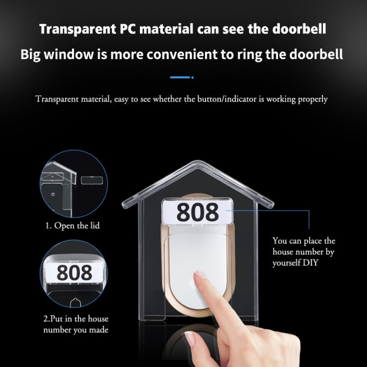 Wireless Doorbell Waterproof Cover Outdoor Doorbell Transparent Rain Protection Case(E30)
