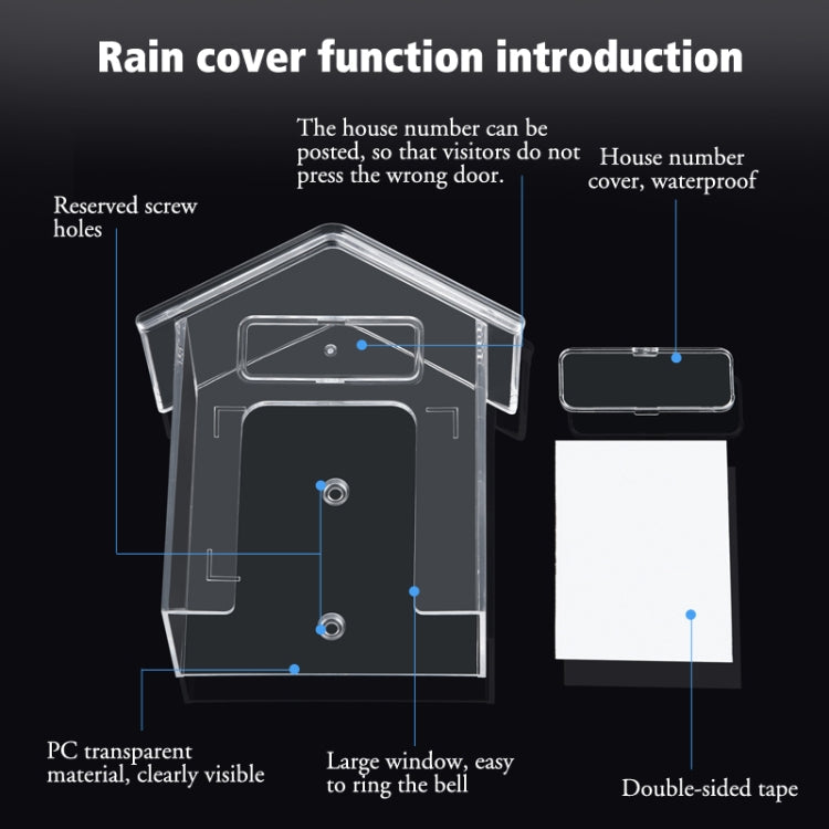 Wireless Doorbell Waterproof Cover Outdoor Doorbell Transparent Rain Protection Case(E30)