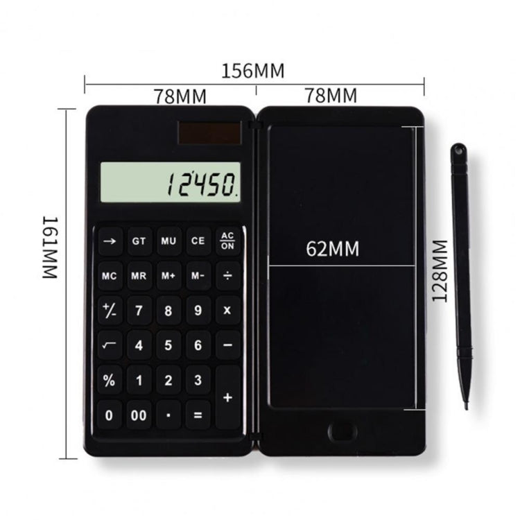 Solar Calculator Handwriting Board Learning Office Portable Folding LCD Writing Board(Black)