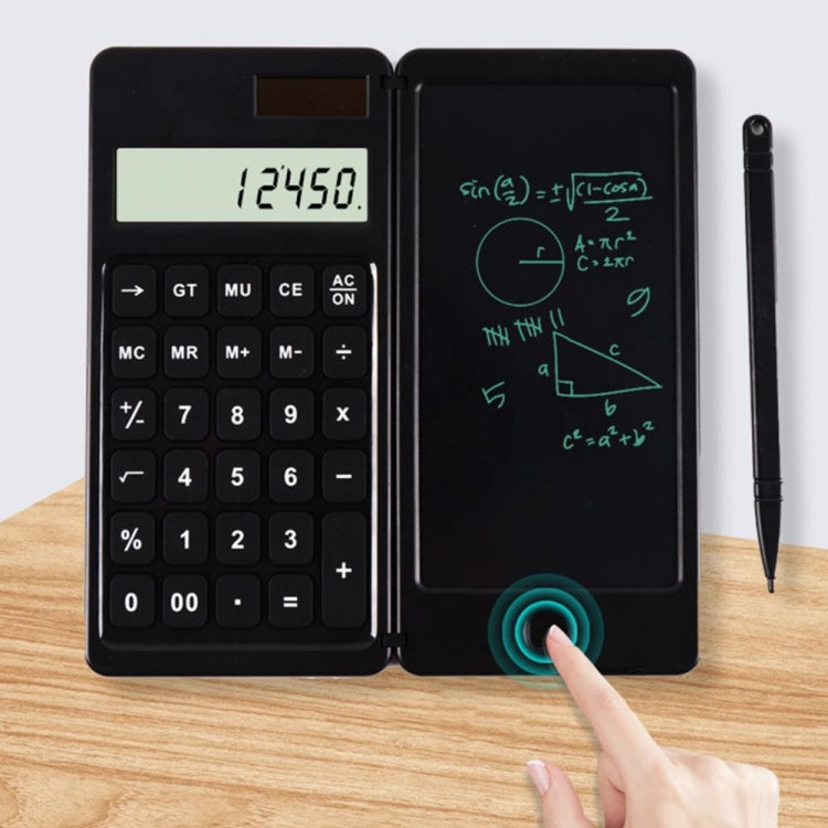 Solar Calculator Handwriting Board Learning Office Portable Folding LCD Writing Board(Black)