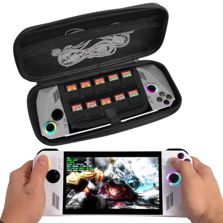 For ASUS ROG Ally Game Console EVA Leather Grain Handbag Clutch Protective Bag(Black)