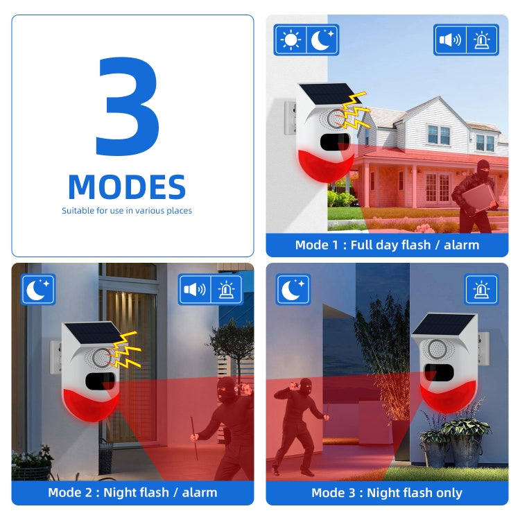 CT80R USB Upgrade Model Infrared Motion Detector Solar Outdoor PIR Wireless Strobe Siren Detector Sound Alarm