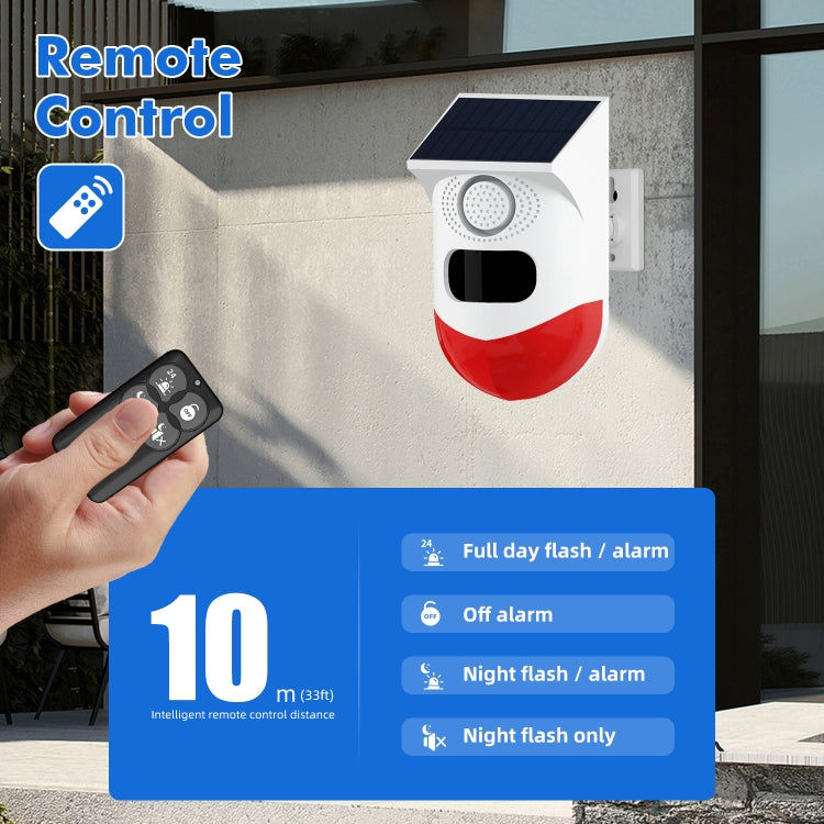 CT80R USB Upgrade Model Infrared Motion Detector Solar Outdoor PIR Wireless Strobe Siren Detector Sound Alarm