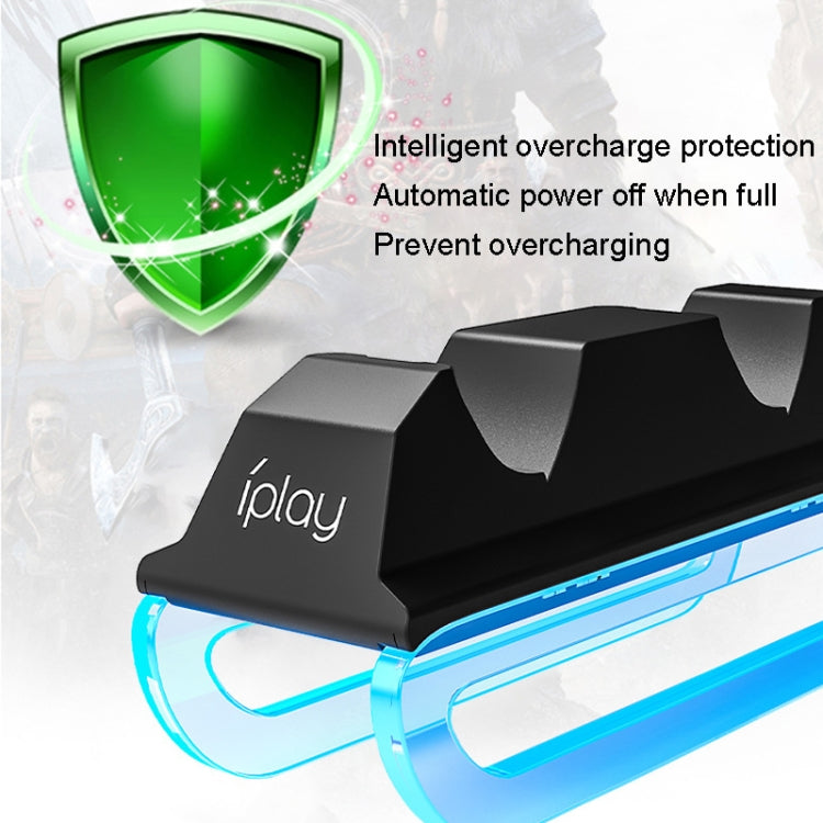 iplay HBP-289 For PS5 Game Handle Dual Seat Charger Touch Point Charging Base(Black)
