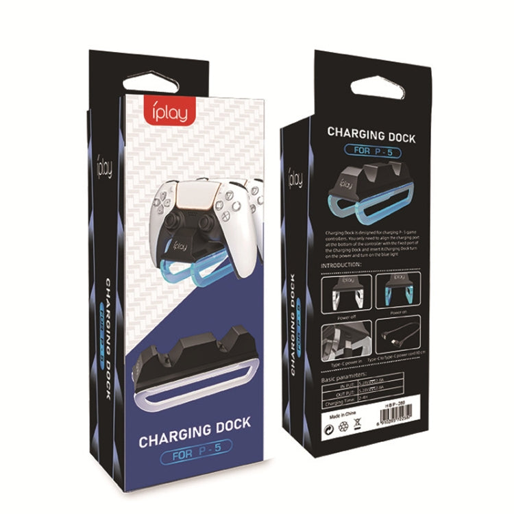 iplay HBP-289 For PS5 Game Handle Dual Seat Charger Touch Point Charging Base(Black)