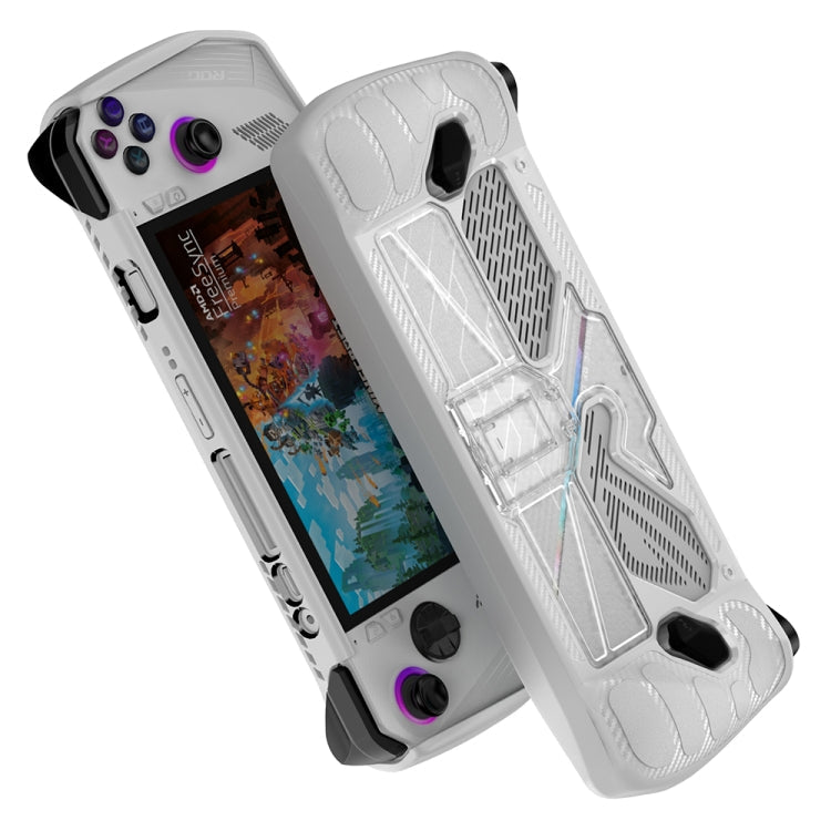 For ASUS Rog Ally Game Console PC+TPU Protective Case Cover With Bracket(White+Transparent)